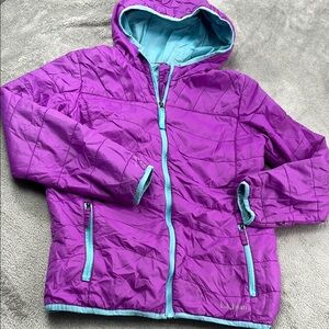 LL Bean 14/16 Purple Blue Lightweight Full Zip Hooded Jacket
